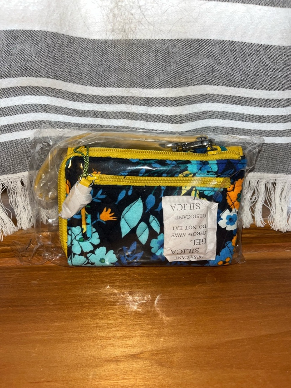 Vera Bradley Floral Coin Pouch in Yellow and Teal